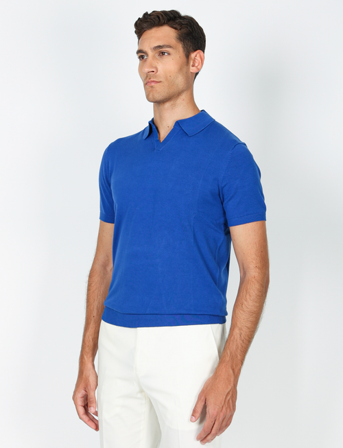 Lightweight cotton V-neck polo 