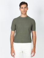 Jacquard woven cotton T-shirt 