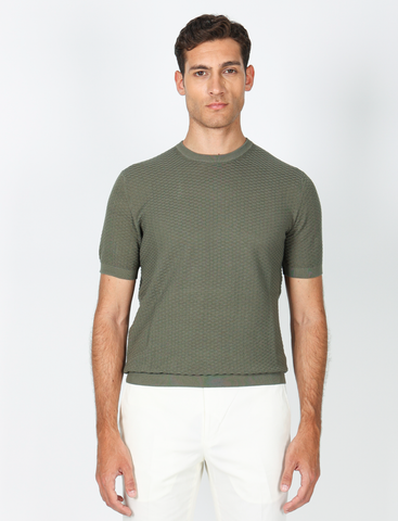Jacquard woven cotton T-shirt 