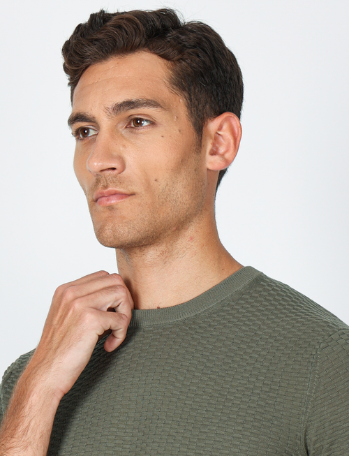 Jacquard woven cotton T-shirt 