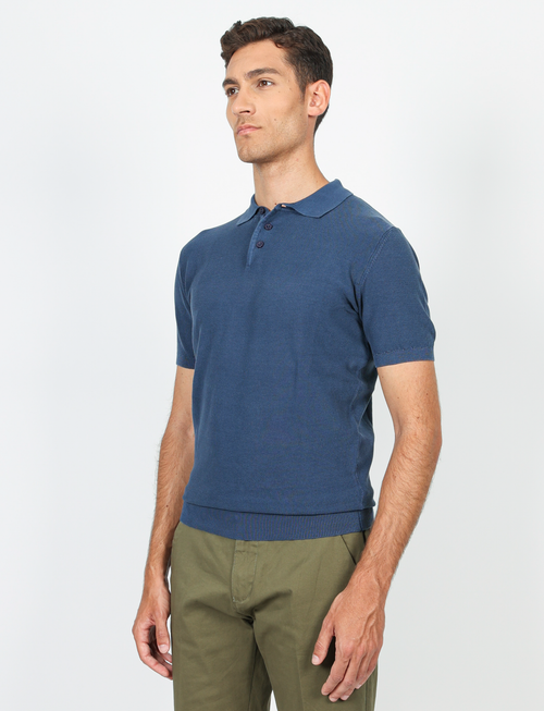 Stone wash rice grain polo 