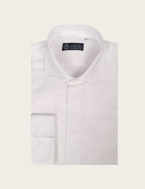 White cotton shirt fil à fil with cufflinks