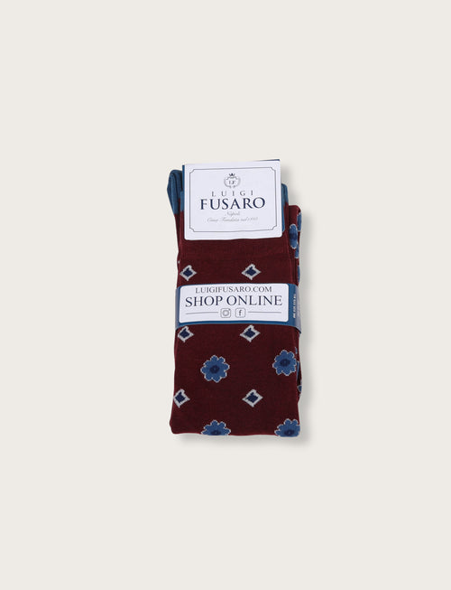 Calzini in cotone fantasia floreale geometrica |Colore:Bordo