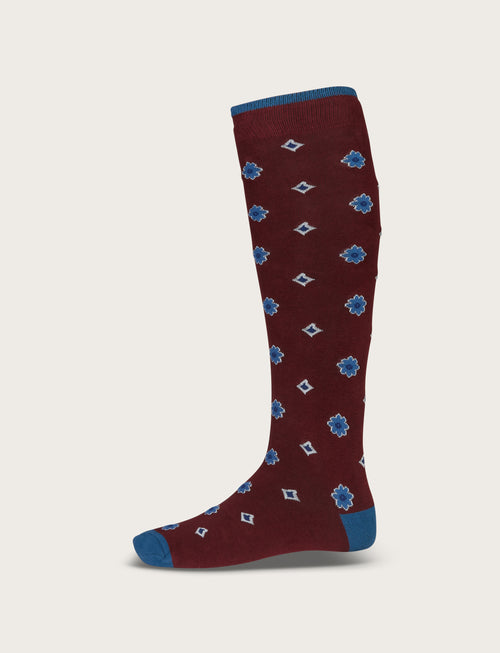 Calzini in cotone fantasia floreale geometrica |Colore:Bordo