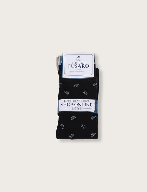 Calzini in cotone fantasia cachemire |Colore:Nero