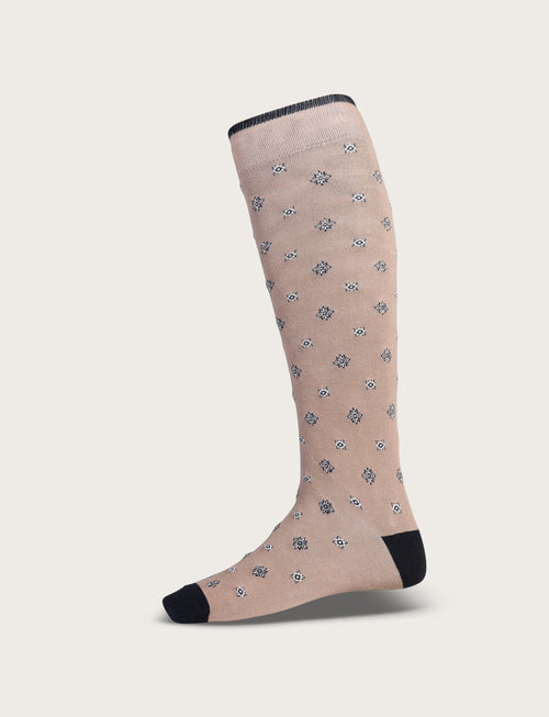 Calzini in cotone motivo geometrico a stella |Colore:Beige