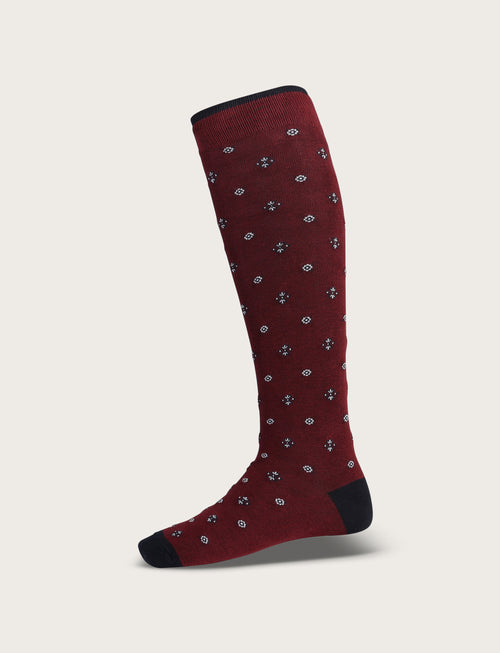 Calzini in cotone motivo geometrico a stella |Colore:Bordo
