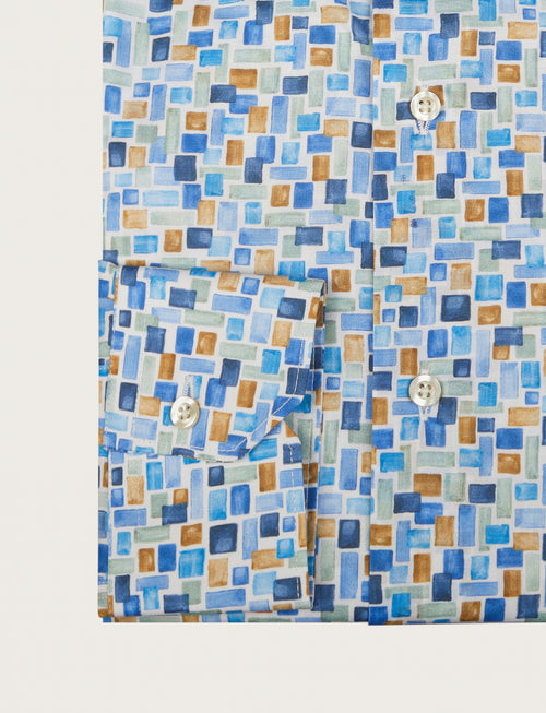 Camicia in cotone stretch fantasia geometrica