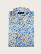 Camicia in cotone stretch fantasia geometrica