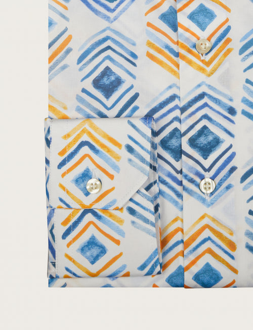 Camicia in cotone stretch fantasia geometrica