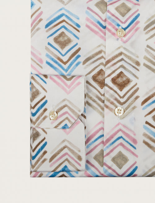 Camicia in cotone stretch fantasia geometrica