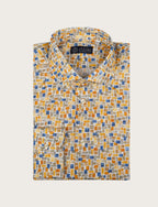 Camicia in cotone stretch fantasia geometrica