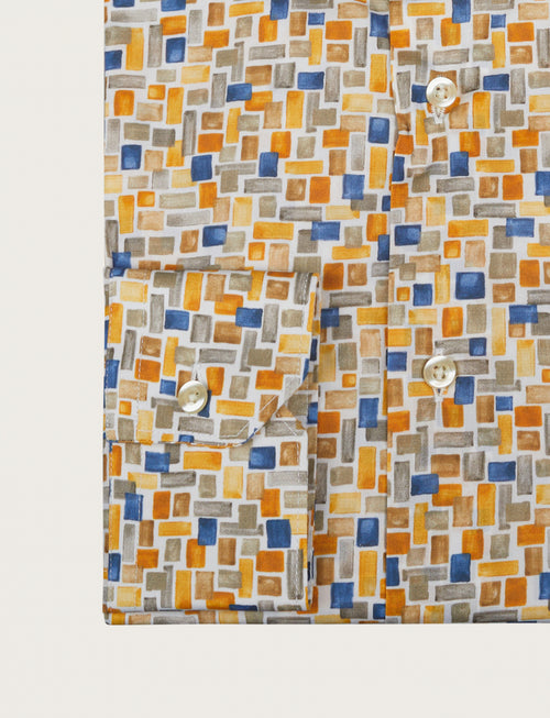 Camicia in cotone stretch fantasia geometrica