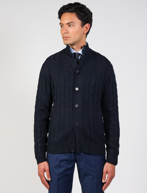 Cotton and wool cable knit cardigan 