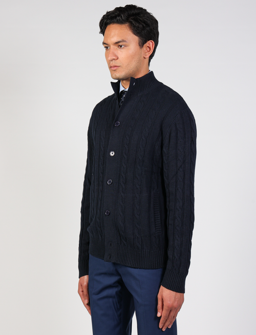 Cotton and wool cable knit cardigan 