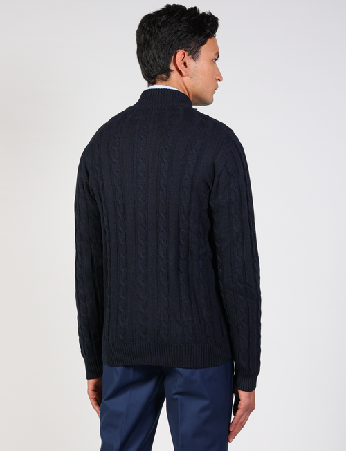 Cotton and wool cable knit cardigan 