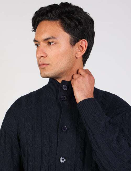 Cotton and wool cable knit cardigan 