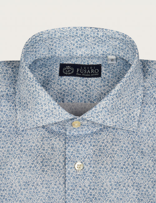 Camicia in cotone stretch a micro fantasia