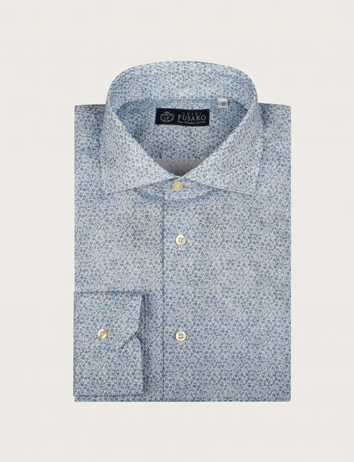 Camicia in cotone stretch a micro fantasia