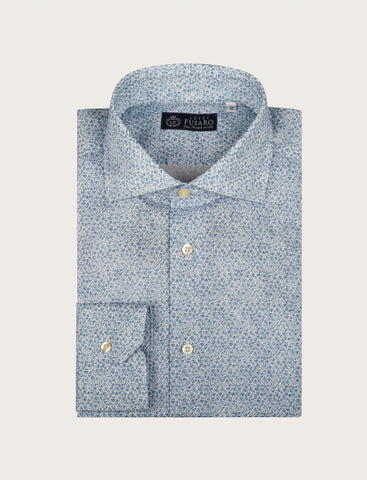Camicia in cotone stretch a micro fantasia