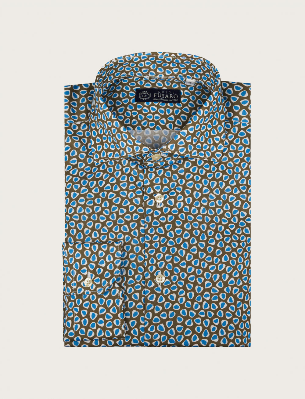 Camicia in cotone stretch fantasia geometrica
