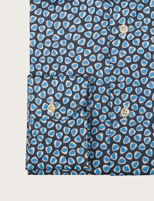 Camicia in cotone stretch a fantasia geometrica