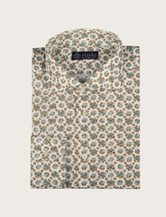 Camicia in cotone stretch a fiori su base chiara