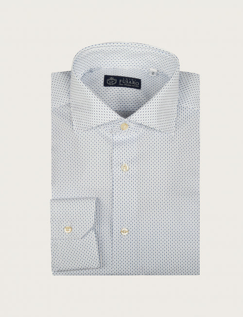 Camicia in cotone stretch a micro fantasia