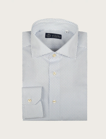 Camicia in cotone stretch a micro fantasia