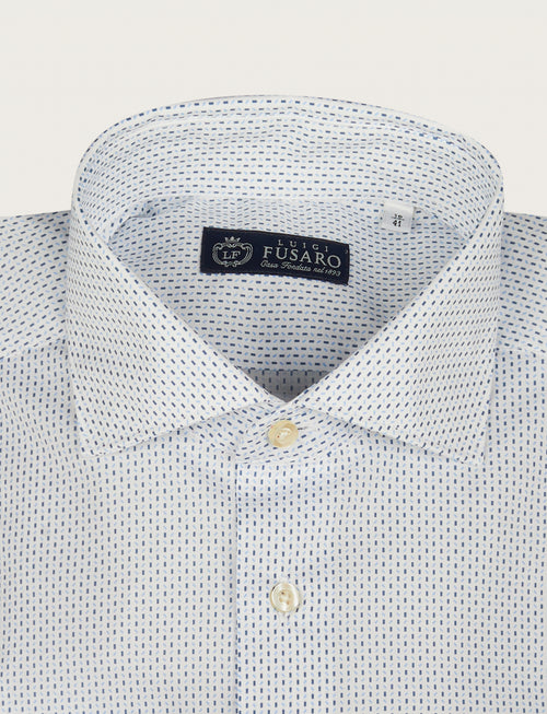 Camicia in cotone stretch a micro fantasia
