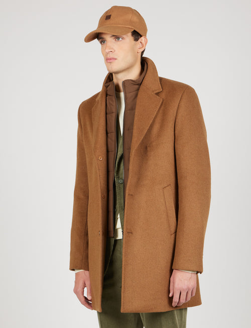 Cappottino con pettorina removibile in lana misto