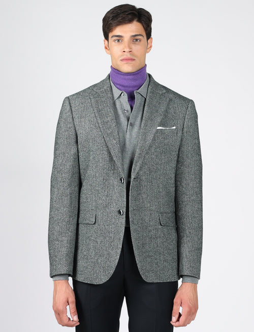 Giacca in lana tessuto spigato_luigi fusaro