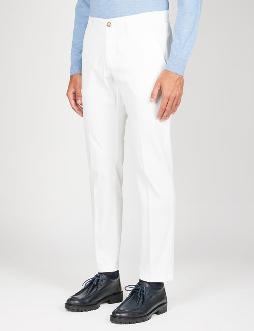 Pantaloni in cotone piqué|Colore:Bianco