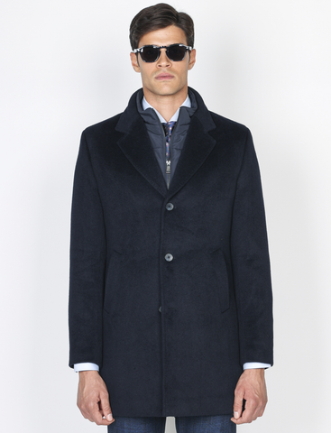 Cappottino con pettorina removibile in lana misto