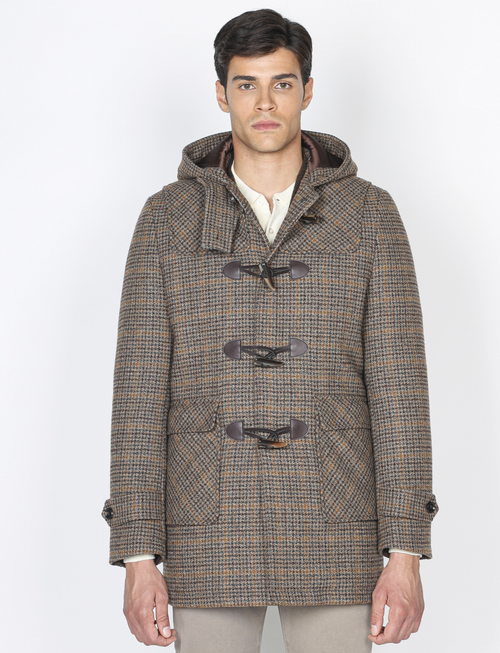 Montgomery in misto lana pied de poule|Colore:Cammello