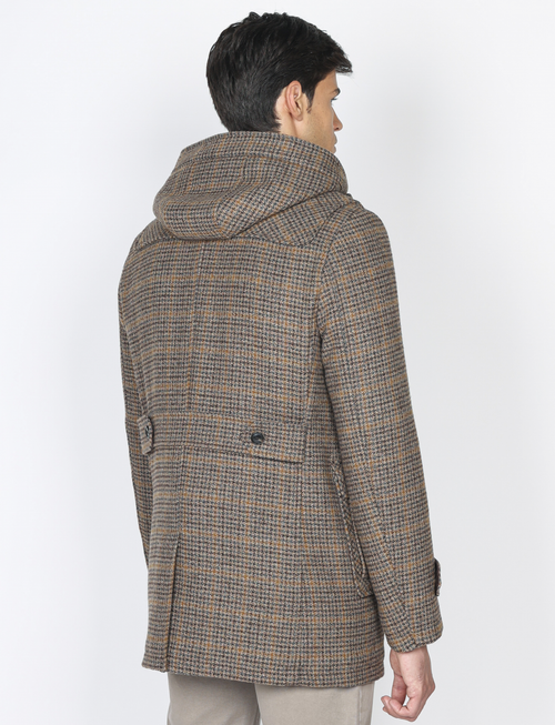Montgomery in misto lana pied de poule con cappuccio