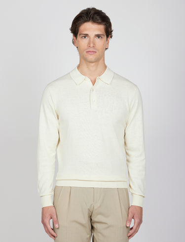 Polo in cotone e lana a maniche lunghe_luigi fusaro