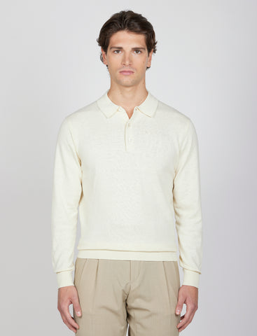 Polo in cotone e lana a maniche lunghe