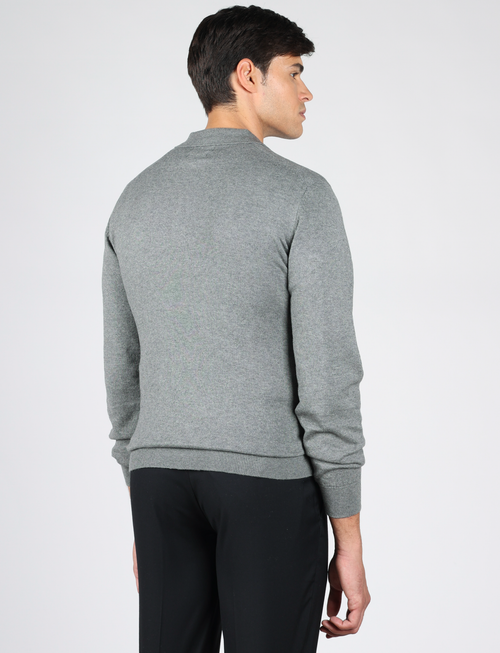 Polo in cotone e lana a maniche lunghe |Colore:Grigio medio