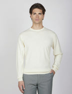 Maglia girocollo in cotone e lana