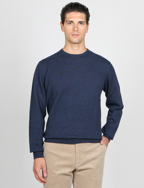 Maglia girocollo in cotone e lana
