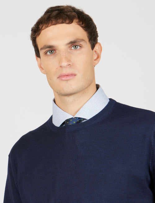 Maglia girocollo in cotone e lana