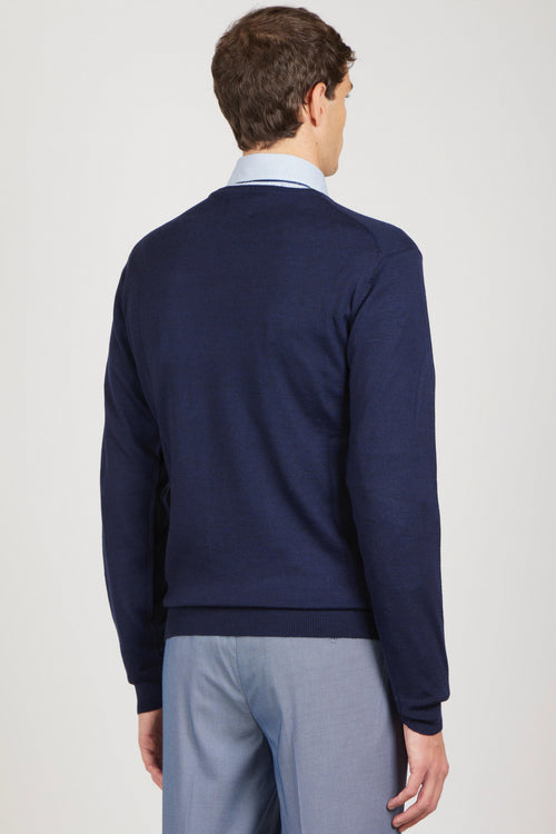 Maglia girocollo in cotone e lana
