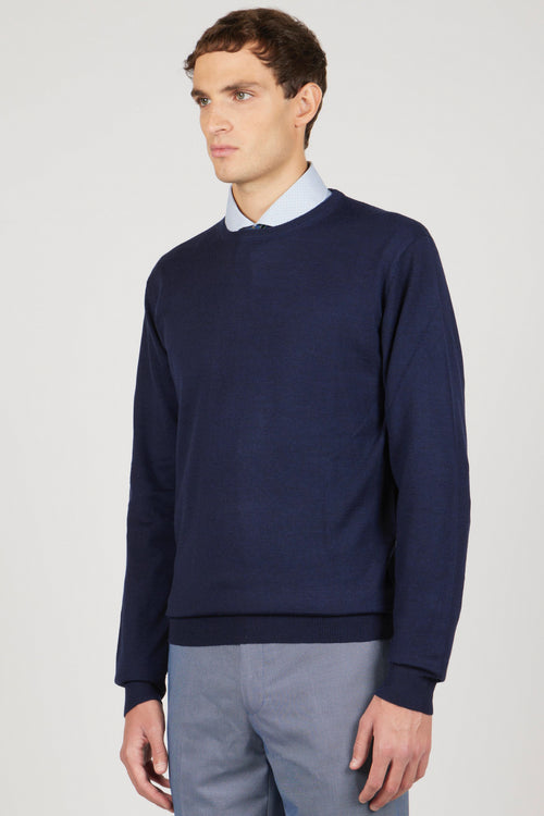Maglia girocollo in cotone e lana