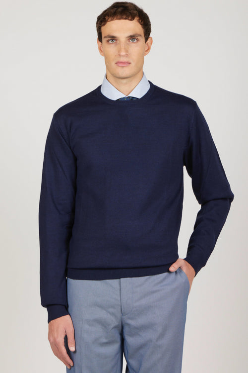 Maglia girocollo in cotone e lana