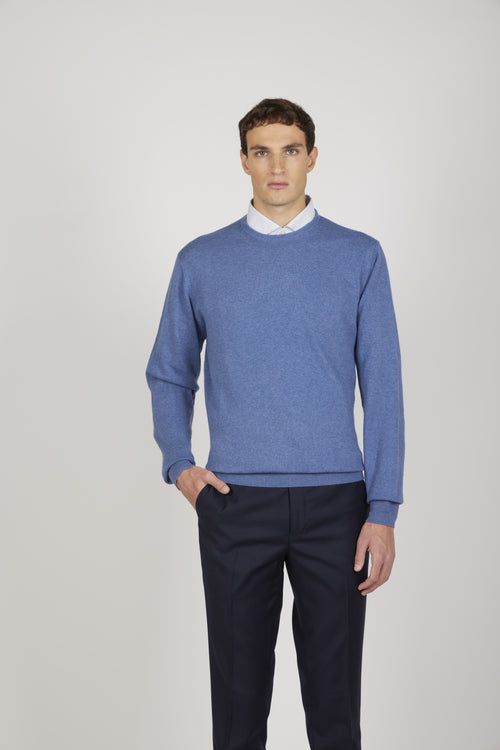 Maglia girocollo in cotone e lana