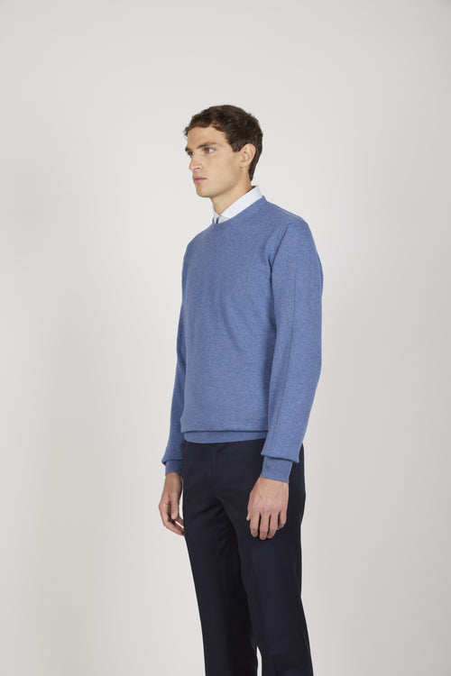 Maglia girocollo in cotone e lana