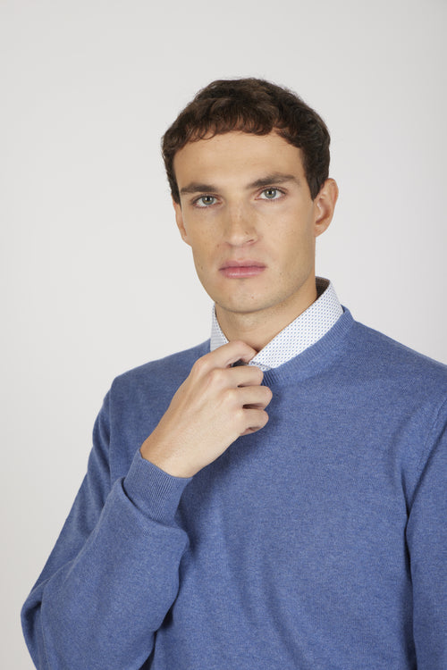Maglia girocollo in cotone e lana
