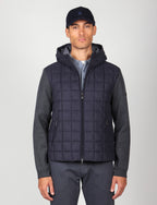 Giubbino in alcantara trapuntata con cappuccio