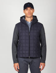 Giubbino in alcantara trapuntata con cappuccio